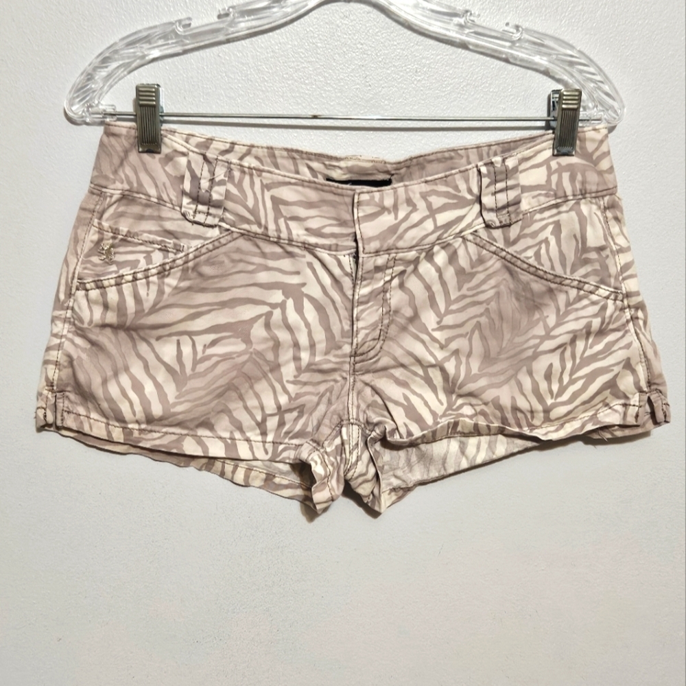 Express Beige Zebra Print Jean Shorts Size 6